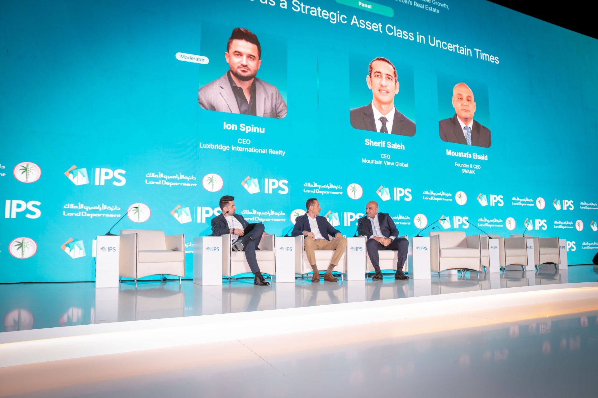 Moustafa Elsaid, Founder and CEO of Swank Development, on the IPS 2026 panel in Dubai